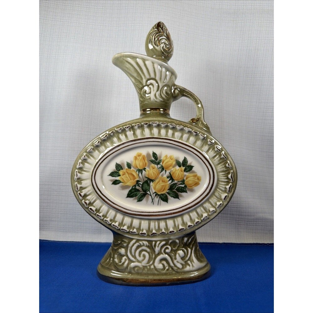 Vintage 1969 Jim Beam Sovereign Yellow Roses Whiskey Decanter Regal China